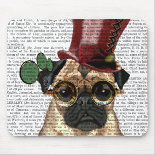 Pug with Steampunk Style Top Hat Mouse Mat
