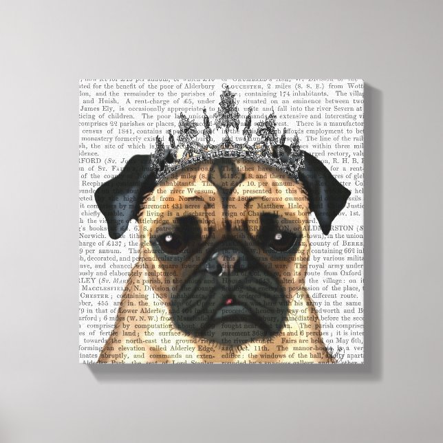 Pug With Tiara Canvas Print (Front)