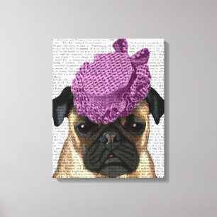 Pug with Vintage Purple Hat Canvas Print