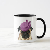 Pug with Vintage Purple Hat