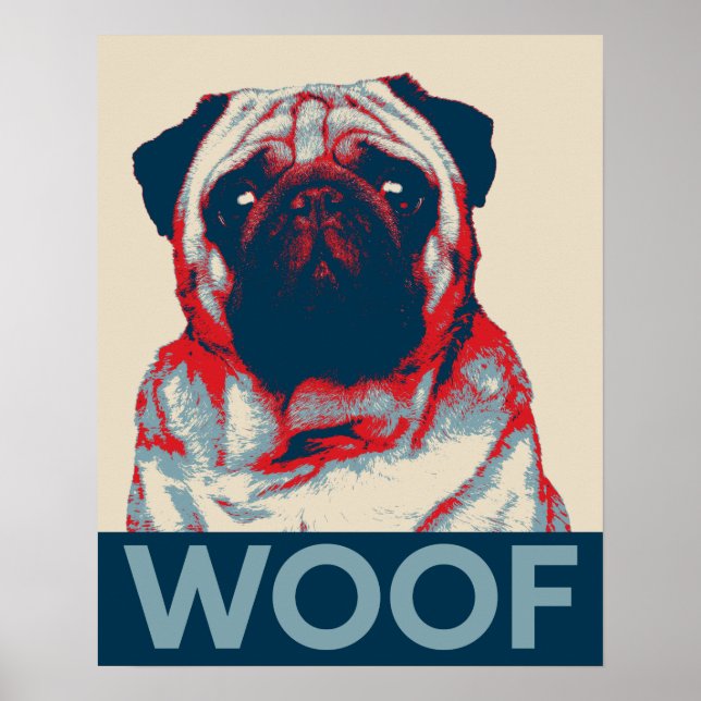 Pug Woof Retro Hope Poster (Front)