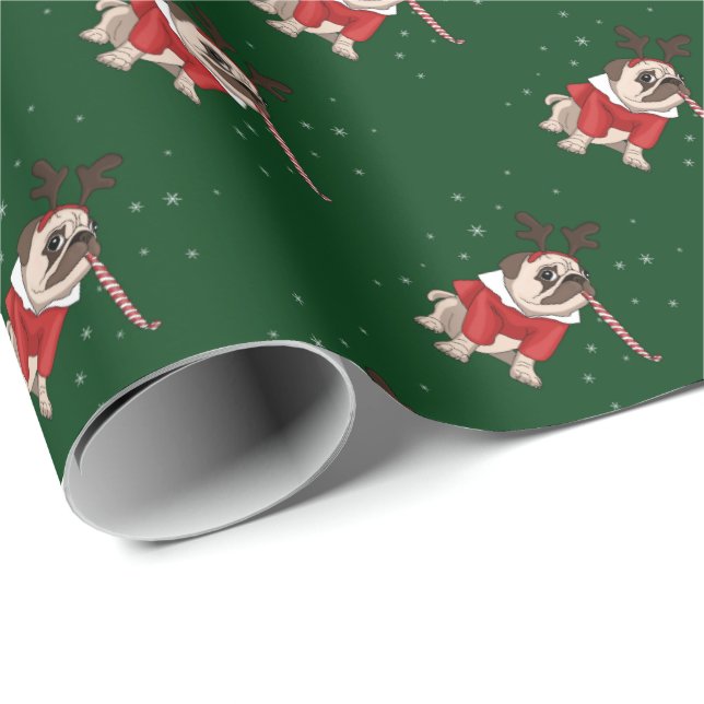 Pug Xmas Wrapping Paper (Roll Corner)