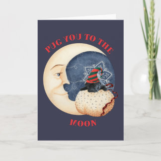 Pug you to the Moon Holiday Card