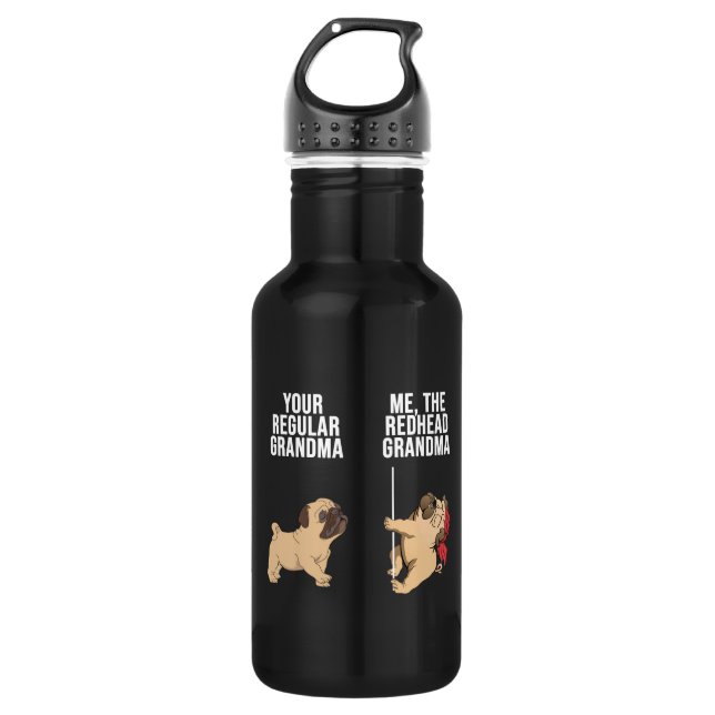 Pug Your Regular Grandma Me The Redhead Grandma 532 Ml Water Bottle (Front)