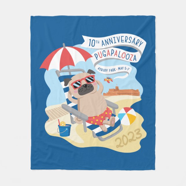 Pugapalooza Asbury Park 2023 Fleece Blanket (Front)