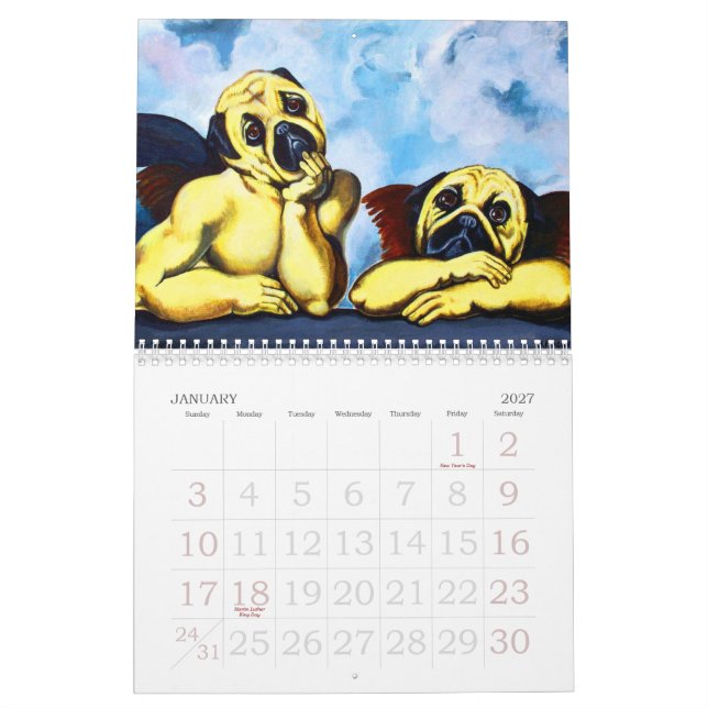 PugArt Calendar $19.95 (Jan 2027)