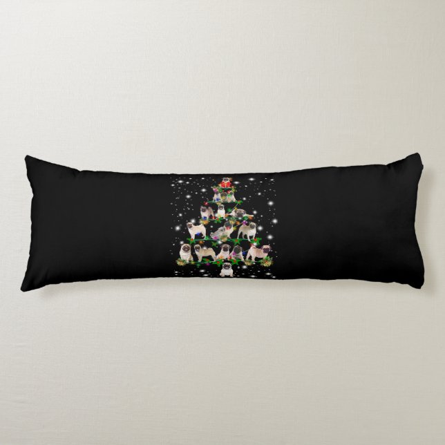 Pugdog Christmas Tree Covered By Flashlight Body Cushion (Front)