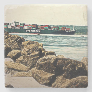 Puget Sound Cargo Ship Stone Coaster