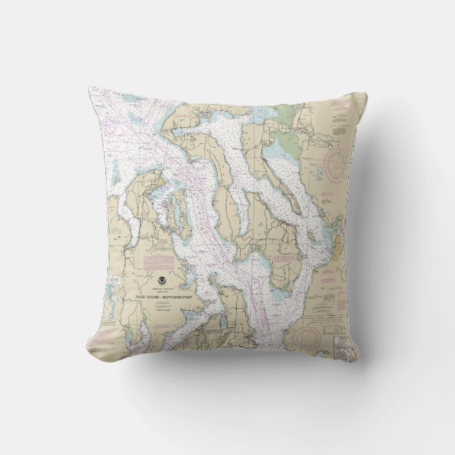Puget Sound-Northern Part Nautical Chart 18441 Cushion (Front)