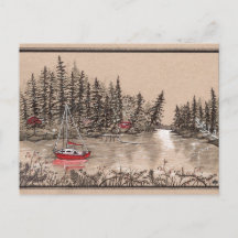 Puget Sound Red Sailboat, off the Key Peninsula