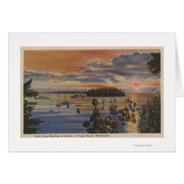 Puget Sound, WA - Yacht Club Moorings at Sunset (Front Horizontal)