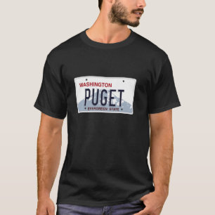 Puget Sound Washington State Hometown License Plat T-Shirt