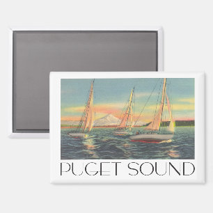 Puget Sound Washington State vintage travel style Magnet