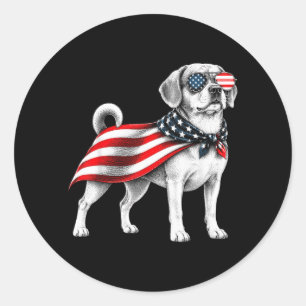 Puggle 4th Of July Us Aamerican Flag Dog Patriotic Classic Round Sticker