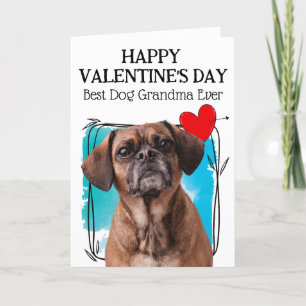 Puggle Best Dog Grandma Custom Valentine's Day Holiday Card