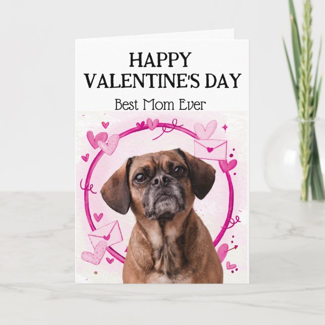 Puggle Best Mum Custom Valentines Day Holiday Card (Front)