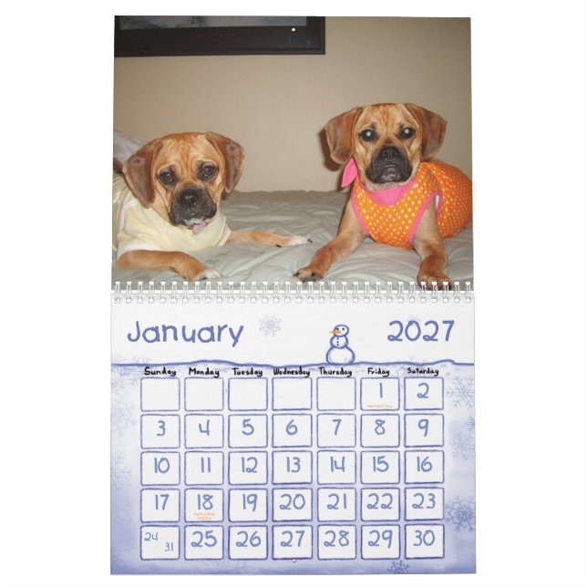 Puggle Calendar (Jan 2027)