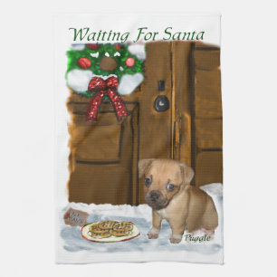 Puggle Christmas Tea Towel
