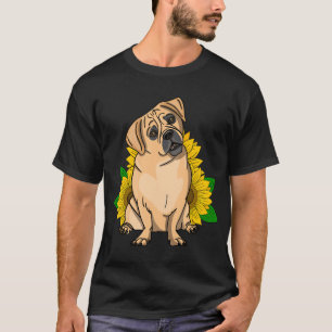 Puggle Dog With Sunflowers For Puppy or Rescue Pug T-Shirt