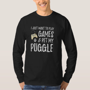 Puggle Gamer For Funny Dog Mum Idea T-Shirt