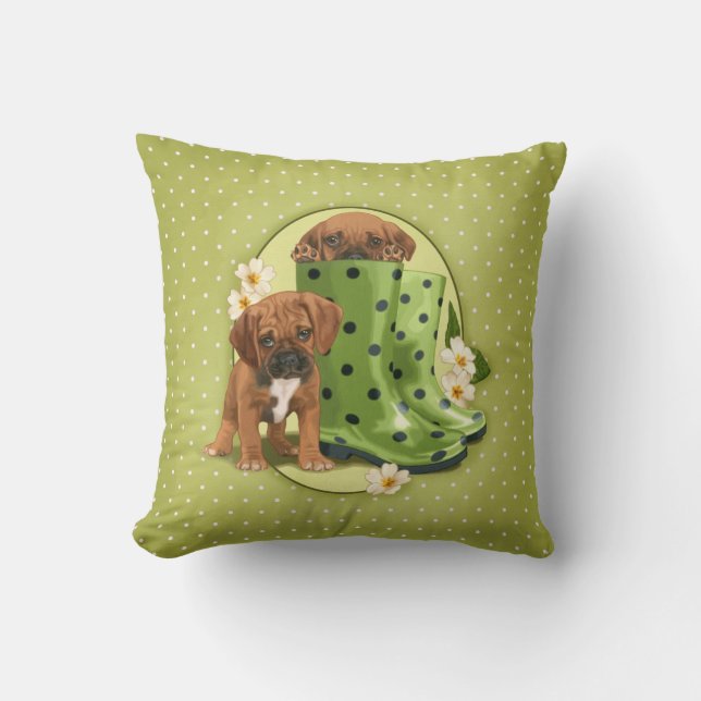 Puggle in boots cushion (Front)