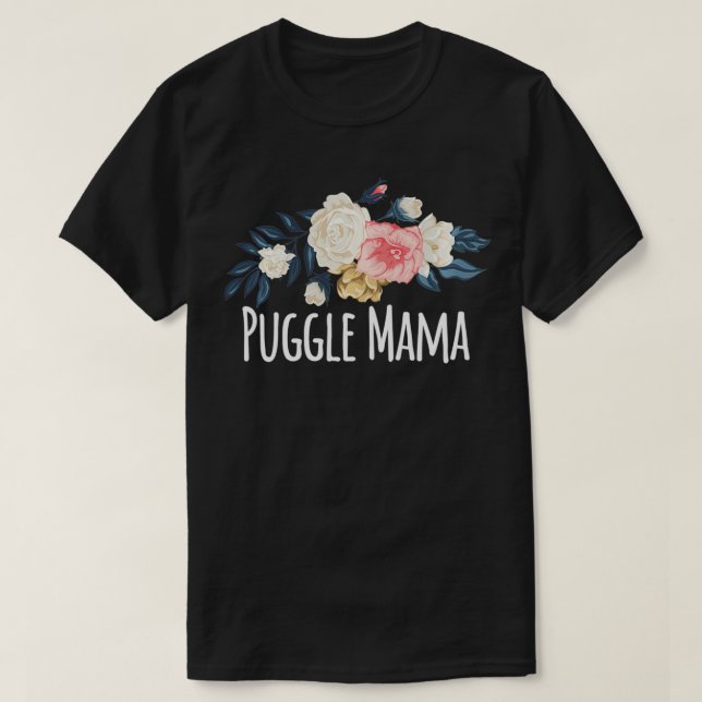 Puggle Mama, Funny Mum Gift Floral Pullover  (Design Front)