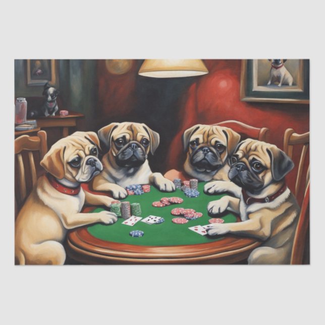 Puggle Poker Party Decoupage Paper (Front)