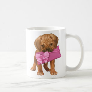 Puggle puppy and bow clutch coffee mug