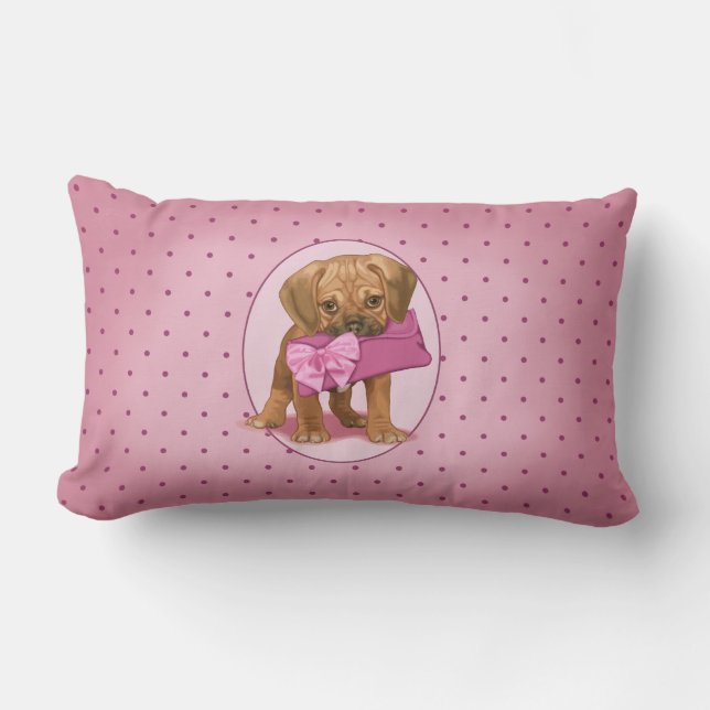 Puggle Puppy and Clutch Lumbar Cushion (Front)