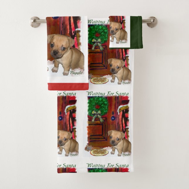Puggle Puppy Christmas Bath Towel Set (Insitu)