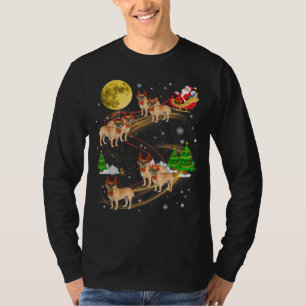 Puggle Reindeer Christmas Dog Riding Santa Xmas T-Shirt