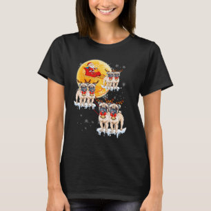 Puggle Reindeer Christmas Santa Riding Pug Pajam T-Shirt