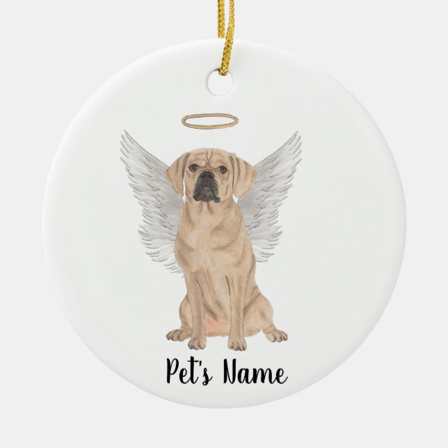 Puggle Sympathy Memorial Ceramic Tree Decoration (Front)