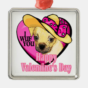 Puggle Valentine's Day Metal Tree Decoration