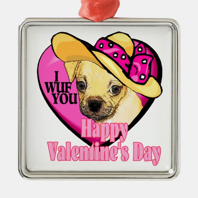 Puggle Valentine's Day Metal Tree Decoration (Front)