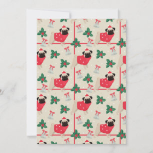 Puggy Christmas Flat Greeting Card