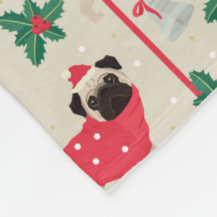 Puggy Christmas Fleece Blankets