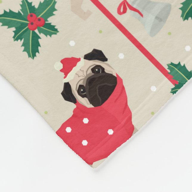 Puggy Christmas Fleece Blankets (Corner)