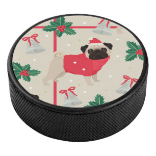 Puggy Christmas Hockey Pucks