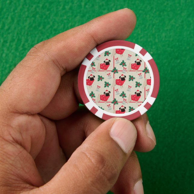 Puggy Christmas Poker Chips (Hand)