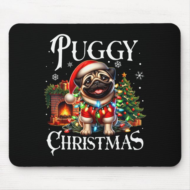 Puggy Christmas Pug Xmas Pug Santa Claus Pug  Mouse Mat (Front)