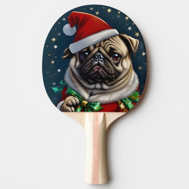 Puggy Claus Collection Ping Pong Paddle (Front)