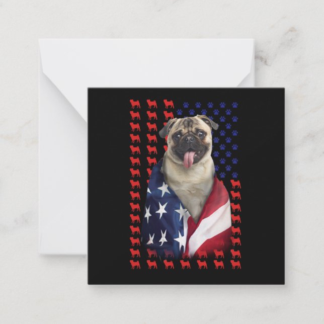 Puggy USA American Flag Card (Front)