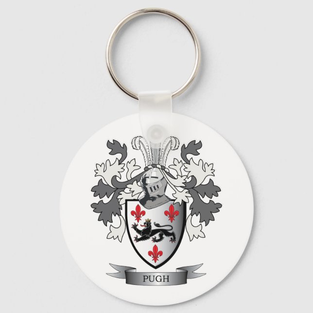 Pugh Family Crest Coat of Arms Key Ring (Front)