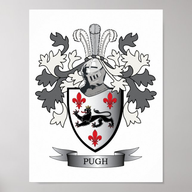 Pugh Family Crest Coat of Arms Poster (Front)