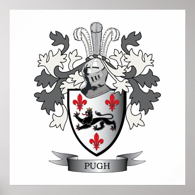 Pugh Family Crest Coat of Arms Poster (Front)