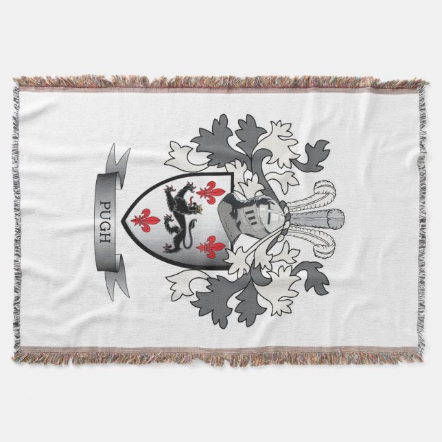 Pugh Family Crest Coat of Arms Throw Blanket (Front)