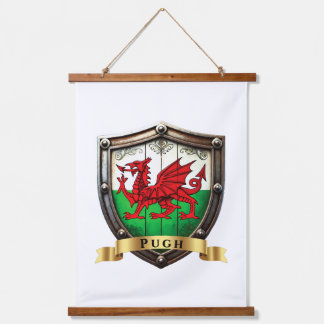 Pugh Wales Surname Shield Hanging Tapestry