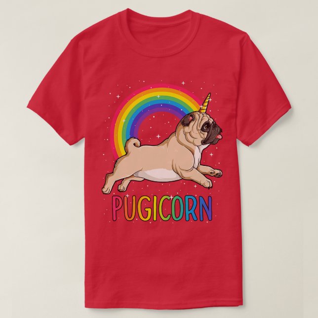Pugicorn Pug Unicorn Kids Women Space Galaxy Rainb T-Shirt (Design Front)