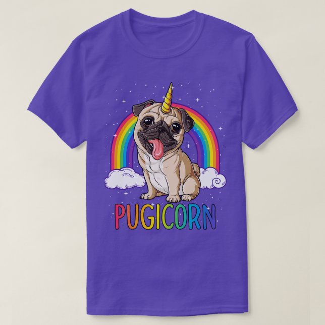 Pugicorn Pug Unicorn Kids Women Space Galaxy Rainb T-Shirt (Design Front)